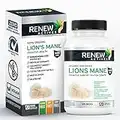 NEW! Renew Actives 1100mg Organic Lions Mane Mushroom Supplement (120 Capsules), 40% Polysaccharides and 25% Beta Glucans, Immunomodulator & Antioxidant Powerhouse! Amazing Brain Supplement for Memory. Vegan - Made in Canada