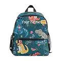 Sac à dos personnalisé pour enfant avec nom/texte, motif dinosaure T-rex mignon, sac à dos de maternelle pour filles et garçons Multicolore Taille Unique