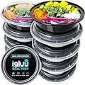 Round Plastic Meal Prep Containers - Reusable BPA Free Food Containers with Airtight Lids - Microwavable, Freezer and Dishwasher Safe - Ideal Stackable Salad Bowls - [10 Pack, 28 oz)