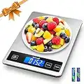 TICWELL Food Scale 33lb Digital Kitchen Scale Weight Grams Oz for Cooking Baking Multifunction Food Scale 1gPrecise Graduation 5 Units LCD Display Screen Touch, Stainless Steel