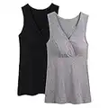 Topwhere® Women Nursing Tanks Sleep Tank Top for Maternity/Breastfeeding (M, Grey + Black)