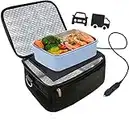 Electric Lunch Box Newmeil Car Portable Oven and Lunch Warmer - Personal Heating Lunch Box for Reheating Meals &Raw Food Cooking, Food Warmer Electric Cooker for Road Trip/Office Work/Picnic Food Heating Box (Black, 12V)