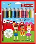 Buntstift - STABILO color - 24er Pack - mit 24 verschiedenen Farben inklusive 4 Neonfarben