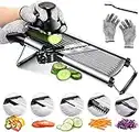 Masthome Mandoline Lebensmittelschneider Einstellbare Dicke für Käse Obst Gemüse Edelstahl Lebensmittelschneider Slicer Dicer mit extra Bürste und Klingenschutz für die Küche