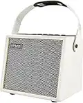 Coolmusic 30W Amplificador de guitarra acústica portátil con entrada de micrófono, Bluetooth integrado, rendimiento de batería recargable de hasta 8 horas(blanco)