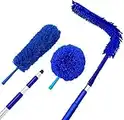 High Ceiling Duster Kit | Webster Cobweb Duster with Extension Pole | Ceiling Fan Duster 13 to 20 Foot Reach Telescope Pole | Lightweight Extendable Feather Like Dusters