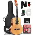 Pyle Beginner Acoustic Guitar Kit, 1/4 Junior Size All Wood Instrument for Kids, Adults, 30" Natural Gloss