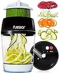 Fullstar Vegetable Spiralizer Vegetable Slicer - 4 in 1 Zucchini Spaghetti Maker Zoodle Maker Veggie Spiralizer Adjustable Handheld Spiralizer Zucchini Noodle Maker Zucchini Spiralizer with Container