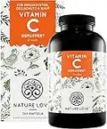 NATURE LOVE® Gepuffertes pflanzliches Vitamin C - Hochdosiert mit 1000mg Vitamin C je Tagesdosis - 365 Kapseln - pH-neutral & magenfreundlich - Vegan