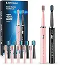 Sonic Electric Toothbrush for Adults - Rechargeable Battery Toothbrush with 5 Modes, 2 Minute Smart Timer, 3 Hours Fast Charge 60 Days Use, Electric Toothbrushes Adults Black Pink