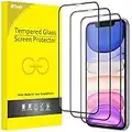 JETech Protector de Pantalla Cobertura Completo para iPhone 11/iPhone XR 6,1 Pulgadas, Borde Negro, Cristal Vidrio Templado 9H Amigable para Funda, HD Transparente, 3 Unidades