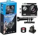 AKASO Caméra Sport 4K 30fps 20MP WiFi Caméra d'action 170° Grand Angle, Télécommande 2.4 G, Caméra Étanche 30M et 2 Batteries, Stabilisation- EK7000