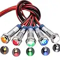 RUNCCI-YUN 5pcs 12V-24V 6mm LED Pannello Pilota Cruscotto Spia Indicatore Lampada Auto Furgone Barca Indicatore Luminoso Lampada Pilota Cruscotto Lampadine Direzionale(rosso blu verde giallo bianco)