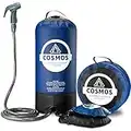 Cosmos Campingdusche - Tragbare Aussendusche mit Fuß-Wasserpumpe, Tragetasche, Camping-Checkliste - Perfekt für Camping, Garten, Reisen, Hunde - 11 Liter - Durchmesser: 20 cm, Höhe: 40 cm, 800 g