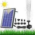 AISITIN Fontana Solare da 6.5W, Pompa ad Acqua Solare Fontana da Giardino con Batteria, con 6 Ugelli e 1 Piastra Galleggiante Circolare per Bagno per Uccelli,Acquario,Stagno o Decorazione del Giardino