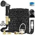 Expandable Garden Hose Pipe 100FT- Lightweight,Durable& Felxible -Bonus 8 Function Spray Gun/Hose Hanger/Storage Bag/Brass Fittings,Best Choice for Watering and Washing (100ft)