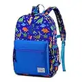 Kasgo Kids Backpack for Boys, Cute Lightweight Children School Bag Toddler Rucksack Water Resistant Kindergarten Preschool Backpack Bookbag for with Sides Pockets Dinosaur Blue