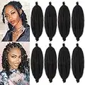 16 Inch Pre-Separated Springy Afro Twist Hair 8 Packs Spring Twist Hair For Distressed Soft Locs Natural Black Marley Twist Crochet Braiding Hair Synthetic Hair Extensions (10 Strands/Pack,1B#)