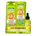 Garnier Fructis Pack Champú, Acondicionador, Tratamiento Anticaída para Pelo con Tendencia a caerse, Naranja Roja, Vitamina C y Biotina, Limpia, Nutre, Vitamin Force, Multicolor, Juego de 3 piezas