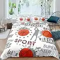 Loussiesd Jungen Basketball Betten Set Sport Thema Bettbezug Set Basketball Spieler Gedruckt Bettw?sche Set 135x200cm für Kinder Jugendliche Athlet ComHaustieritive Decor