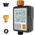 Kazeila Water Timer Digital Programmable Garden Lawn Tap Computer Hose Faucet Sprinkler Timer Irrigation System Controller/Child Lock Mode/Auto&Manual Mode/Rain Delay/3”Large Screen/IP65 Waterproof