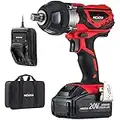 NoCry 20V Cordless Impact Wrench - 300 ft-lb (400 Nm) Torque, 2700 Max IPM, 2200 RPM, 1/2 Inch Anvil; 4.0 Ah Battery, Fast Charger, Belt Clip & Carrying Case Included