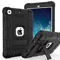 TIMISM Case with Sturdy Kickstand, 3 in 1 Heavy Duty Shockproof Hybrid Three Layer Protective Cover for iPad Mini 1st 2nd 3rd Generation, Black