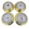 Meiruyu 4pcs 4 Inches Thermometer Hygrometer Barometer Watches Clock. Marine Shell Zirconium Marine Barometer. for Weather Station Home Outdoor Garden