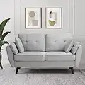 JAMFLY 63" Modern Loveseat Sofa Couch,Mid Century Couches for Living Room, Upholstered 2-Seat Love Seats with Pillow, Comfortable Small Space Sofa for Bedroom, Apartment