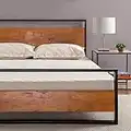 ZINUS Suzanne 18 cm Metal and Wood Platform Bed Frame with Headboard and Footboard | Wood Slat Support | For Adults, Kids, Teenagers | Easy Assembly | Single | Brown