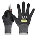 DEX FIT Gants de Travail Cru553 Résistants aux Coupures Niveau 5, Adaptation 3D Confortable Extensible, Agrippants Nitrile Durable, Smart Touch, Fins Légers, Lavables, Noir Gris 9 (L) 1 Paire