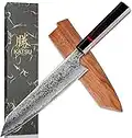 KATSU Kiritsuke Kochmesser Damaskus Japanisches Küchenmesser 8 Zoll Handgefertigter achteckiger Griff Holzscheide Geschenkbox (Kritsuke Messer)