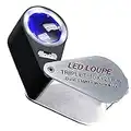 10 x 21mm Mini Folding Illuminated Loupe Jewelry Magnifier Pocket with LED Light, for Gems Jewelry Jewelers Eye Rocks Stamps Coins Watches Hobbies Antiques Gems