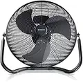 Brandson Ventilateur de Sol Design rétro, Ventilateur sur Pied de 30 cm de diamètre, Ventilateur métallique, 3 Vitesses, Faible, Moyenne, Haute, Débit d'air élevé, Inclinable à 120°, Noir Mat