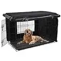 HONEST OUTFITTERS Dog Crate Cover 36 Inch Dog Kennel Cover for Medium Dog, Heavy Duty Oxford Fabric,with Double Door, Pockets and Mesh Window (37L x 24W x 25H,Black)