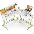 Mr IRONSTONE L-Shaped Desk 50.8" Computer Corner Desk, Home Gaming Desk, Office Writing Workstation with Large Monitor Stand, Space-Saving, Easy to Assemble (Laminate Marble)