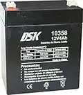 DSK 10358 - Batería de Plomo AGM Recargable y Sellada de 12V y 4 Ah. Ideal para Juguetes Eléctricos para Niños como Motos y Scooters, Sistemas de Alarma, Señalización y Luces de Emergencias