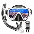 JEMULICE Set per Snorkeling Adulti con Maschera e Boccaglio, Maschera Subacquea Anti-Fog & Anti-Perdite Panoramica 180°, Maschera da Snorkeling, Snorkel Set, Maschera per Immersioni, Unisex-Adulto