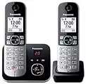 Panasonic KX-TG6862JTB Telefono Cordless DECT Doppio (Twin Pack) con Segreteria Telefonica, Vivavoce, Ampio Schermo Bianco da 1.8”, Ricevitore Aggiuntivo con Stazione di Ricarica Inclusa