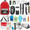 Emergency Survival Kit, 151 Pcs Survival Gear First Aid Kit, Outdoor Trauma Bag with Tactical Flashlight Knife Pliers Pen Blanket Bracelets Compass for Camping Earthquake or Adventures