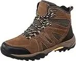 LUSWIN Men's Hiking Boots Waterproof High Rise Walking Boots Non Slip Trekking Trail Shoes Brown 9.5