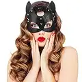 UNOLIGA Halloween Catwoman Mask, Sexy Masquerade Mask for Women, Mardi Gras Mask Venetian Mask, Black PU Leather Mask, Carnival Christmas Party Eyemask, Costume Accessories (2023 Improved Version)