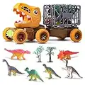 Oderra Dinosauri Camion Giocattolo - Dinosauro Macchinine Trasportatore per Bambini Giochi con 6 mini dinosauri e 2 alberi, Regalo 3 4 5 6 anni bambino bambina