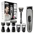 Braun Regolabarba Tagliacapelli Uomo Rasoio Elettrico Uomo Incluso, 10 in 1 Styling Kit, 8 Accessori, per Viso, Corpo, Orecchie e Naso, Idea Regalo, MGK7320 All-in-One Grigio Argento