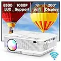 WiFi Projector for iPhone, 2023 Upgraded 8500 Lumen 1080P Supported Outdoor Movie Mini Projectors, HANWIND Portable Home Theater Proyector Compatible with TV Stick, iOS, Android, HDMI, Phone, PS5,USB