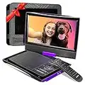 SUNPIN New 11.5" Portable DVD Player for Car and Kids, 9.5" Swivel Brightness Enhanced Screen, with Car Charger and Headrest Mount, Upgraded Remote Control, 5 Hours Battery, Dual Earphone Jack(Purple)