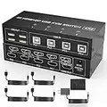 4 Port HDMI + DisplayPort KVM Switch Dual Monitor, UHD 4K@60Hz, KVM Switch 2 Monitors 4 Computers with 4 USB 2.0 Hub, Keyboard Video Mouse Peripherals Switcher for 4 PCs Dual Monitors