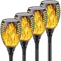 QINOL 4-Pack Solar Lights Outdoor (Higher & Larger Size) Solar Torches with Flickering Flame Waterproof Landscape Solar Torch Lights for Pathway Garden Yard- Dusk to Dawn Auto On/Off