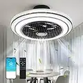 XuanDe Ceiling Fans with Lights and Remote Quiet, 20" Enclosed Modern Low Profile DC Motor 6 Gear Wind Speeds 3 Colors Stepless Dimming for Bedroom, Kitchen, Living Room