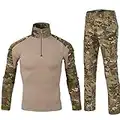 QCHENG Chemise de Combat Militaire Homme Airsoft Shirt Tenue Camouflage Uniforme Tactique Séchage Rapide à Manches & Pantalon Costume Tenues de Combat Pantalon Paintball MC Medium